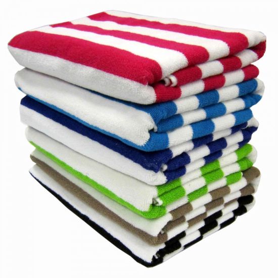 Striped Cotton Terry Towels, Size : Standard