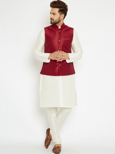 Kurta Pyjama with Nehru Jacket, Style : Simple