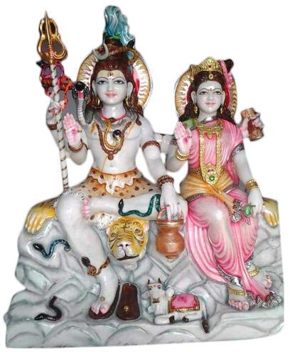 Marble Shiv Parvati Statue, Pattern : Printed