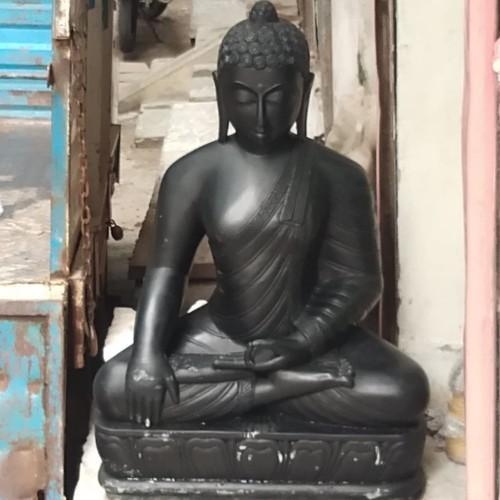 Black Marble Buddha Statue, for Temple, Pattern : Printed