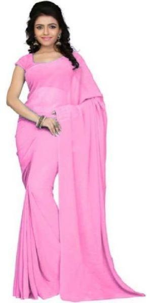 GEORGETTE PLAIN SAREE 6.30 CUT WITH UNSTITCHED RUNNING BLOUSE
