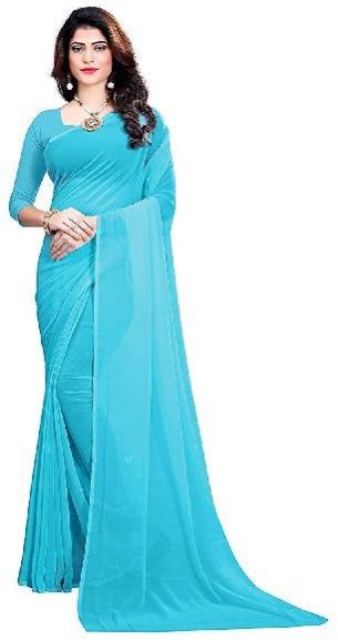 GEORGETTE PLAIN UNSTITCHED RUNNING BLOUSE SAREE