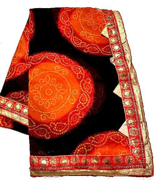 Womens Georgette Rajasthani Bandhani Fancy Border Saree