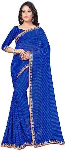 Womens Georgette Rajasthani Bandhani Fancy Border Saree