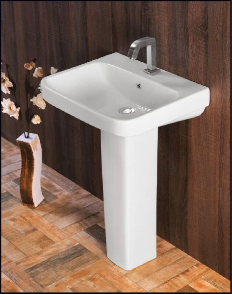 575x430x120mm Ceramic Basin with Pedestal, for Home, Hotel, Restaurant, Pattern : Plain