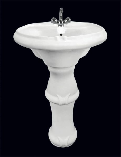 575x450x875mm Ceramic Basin with Pedestal, for Home, Hotel, Restaurant, Pattern : Plain