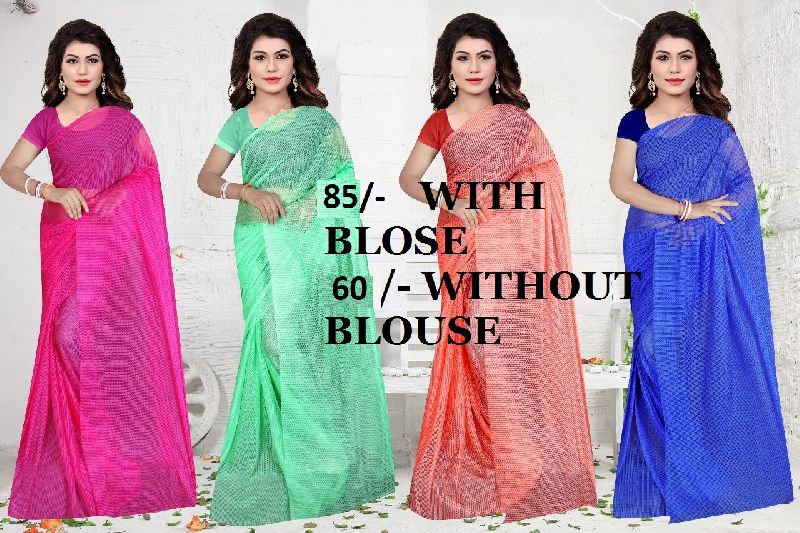 Plain Sarees with blouse & without blouse