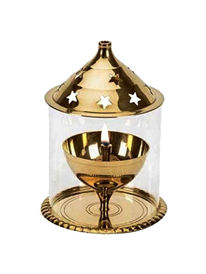 Polished Borosil Brass Akhand Diya, for Home Decor, Pooja, Style : Antique
