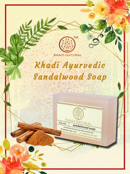 Khadi Natural Sandalwood Soap, for Skin Care, Form : Solid