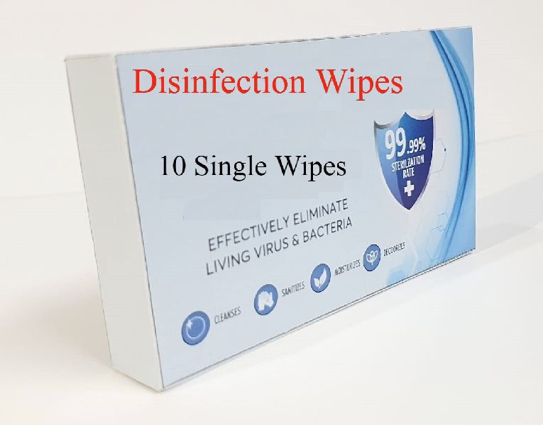 Rectangular Non-woven disinfection wet wipe, for Cleaning, Packaging Type : Box