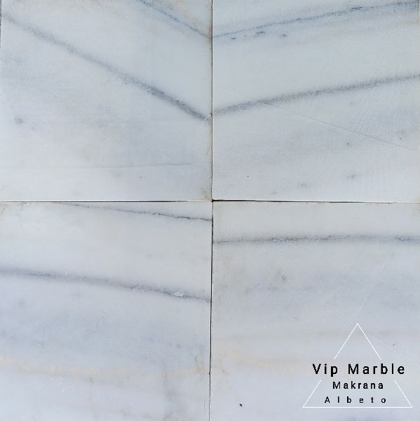 Square Non Polished Makrana Albeta Marble Slab, for Flooring, Size : Multisizes