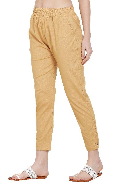 Buy Real Bottom Regular Fit Elastic Waist Cotton Formal Trouser Yellow  Solid Pants Small at Amazonin