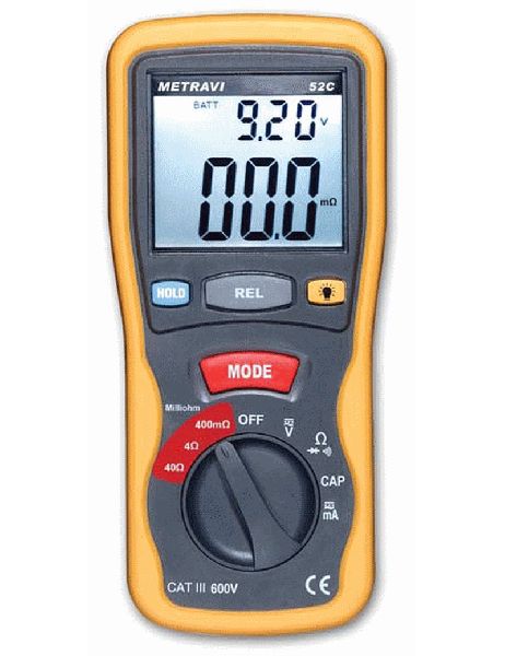 Digital Milli OHM Meter, Power Source : Battery