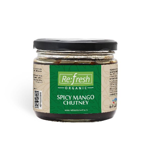 Refresh Organic Spicy Mango Chutney, for Snacks, Certification : FSSAI