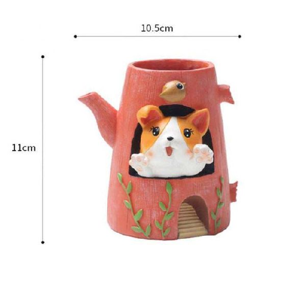 Dog kettle flower pot