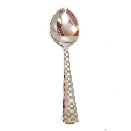 Polished Stainless Steel Checkered Spoon, Length : 5Inch, 6Inch