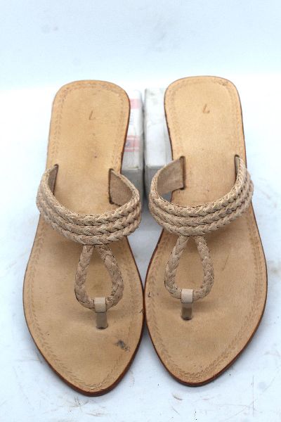 Ladies Twin Braids Box Heel Kolhapuri Chappal