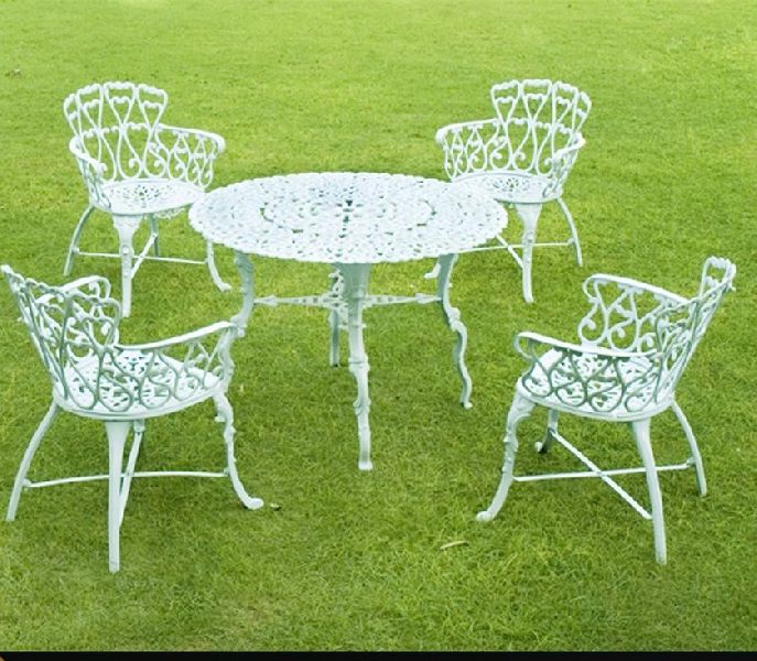 Aluminium Cast Chair Table Set (742 White)