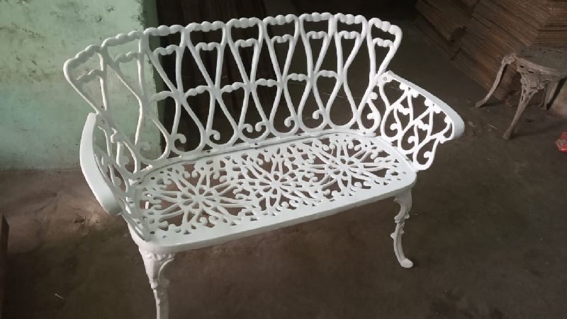 Rectangular Polished White Aluminium Cast Bench, for Garden, Park, Size : Standard