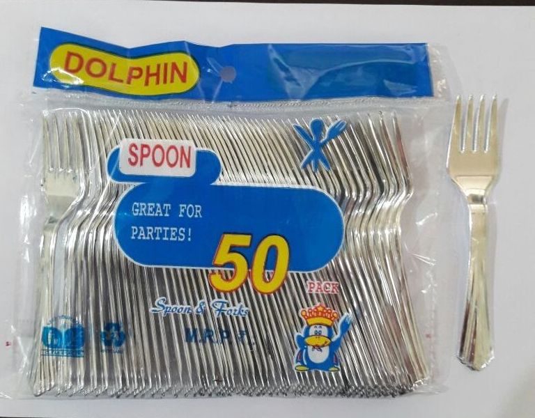 Plastic Dolphin Disposable Fork, Color : Silver