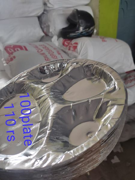 Circular Silver Paper Partition Plate, for Used in wedding Parties, Size : Multisizes