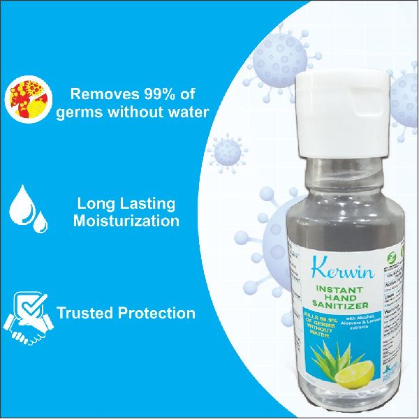 Kerwin Formulations Hand Rub Sanitizer 60ml, Form : Gel
