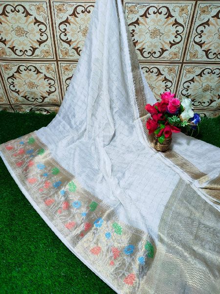 Jaquard kora silk saree, Occasion : Bridal Wear, Casual Wear, Festival Wear