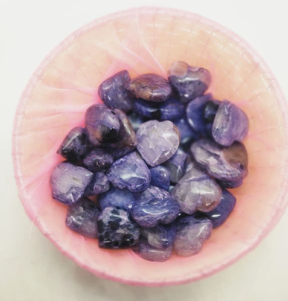 Charoite Stone Heart, for Jewelry, Pattern : Natural