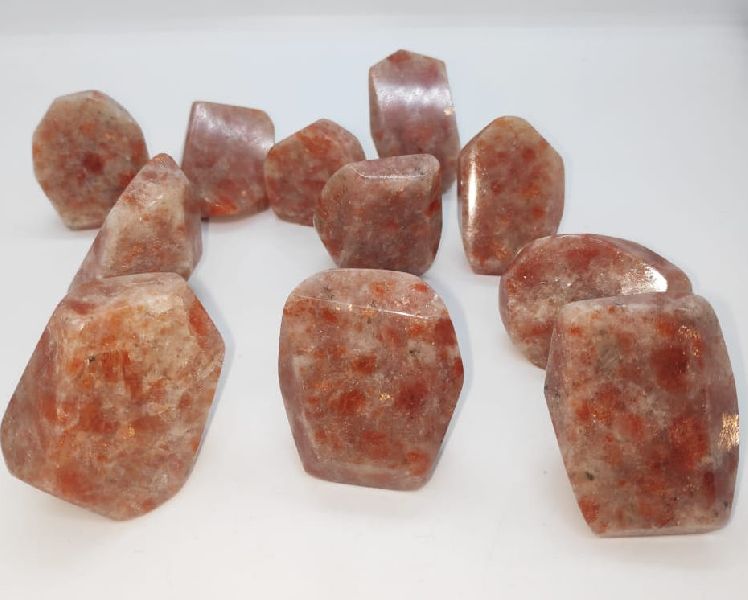 Sunstone Hexagon Tumble Freeform, Color : Pink