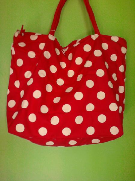 ISPL POLKA DOT COTTON BAG., for SHOPPING, COLLEGE, OFFICE, Size : MULTISIZE