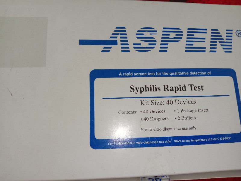 Aspen syphilis rapid test, for Cassettes Player, Size : Small, Standard