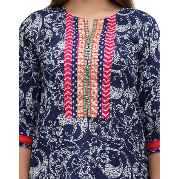 Printed Jaipuri Cotton Kurti, Style : Regular, Straight