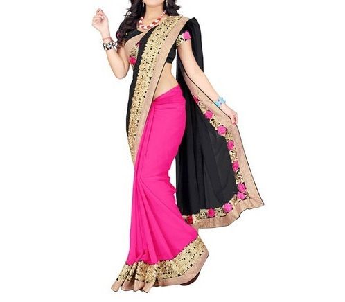 Embroidery Cotton Party Wear Saree, Feature : Dry Cleaning, Quick Dry