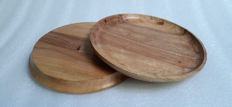 Circular Wooden Charger Plates, Color : Multicolor