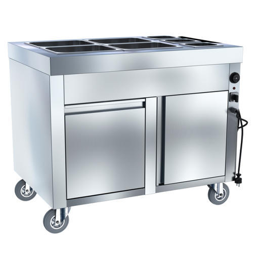 Stainless Steel Hot Food Serving Trolley, Grade : DIN, IBR