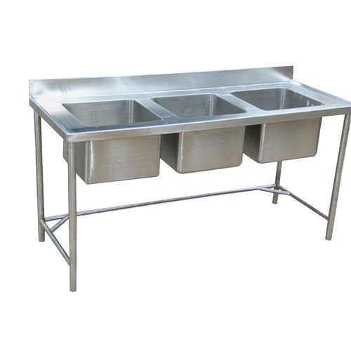 Polished Metal Three Sink Unit, Feature : Anti Corrosive, Durable