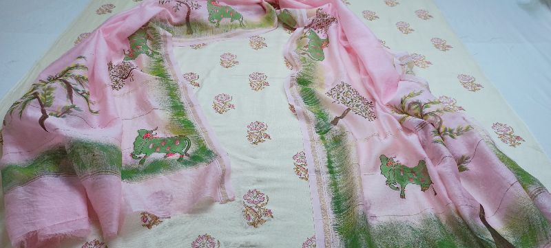 Hand Block Printed Fabric, for Garments, Width : 40 Inch