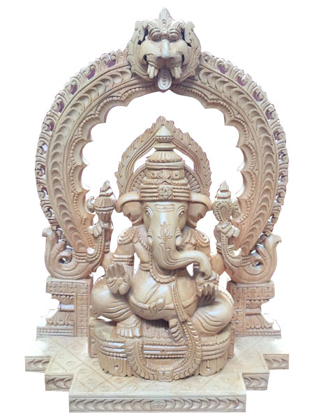 12 Inch Wooden Ganesh Statue