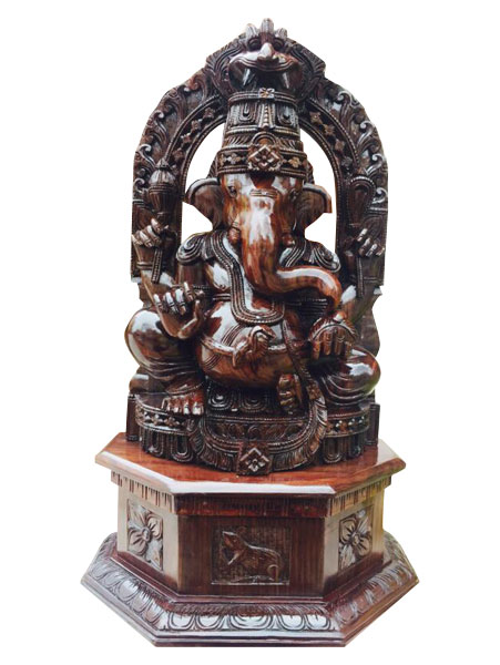 Rosewood Ganesha Statue