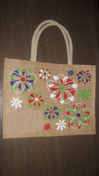 JUTE PRINTED BAG ..., for Daily Use, Packaging, Shopping, OFFICE, Style : Casual, LUXURY SOFT HANDLE