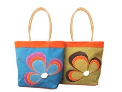 Tectonics Plain Jute Embroidered Beach Bags, Size : All