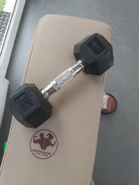 Black Power Coated Metal hexagon dumbbell, for Lifting, Feature : Waterproof