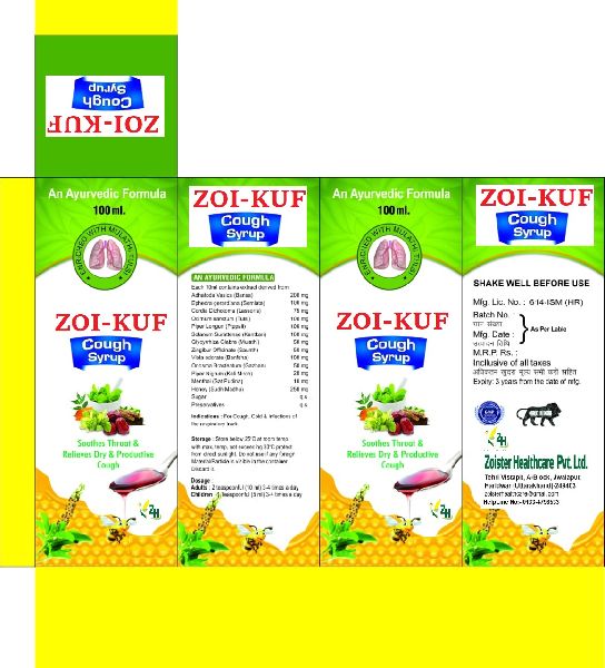 Zoi-Kuf Cough Syrup, Plastic Type : Plastic Bottles