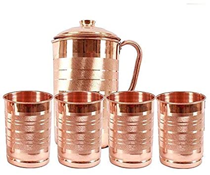 Round Copper Jug and Glass Set, for Catering, Size : Multisize