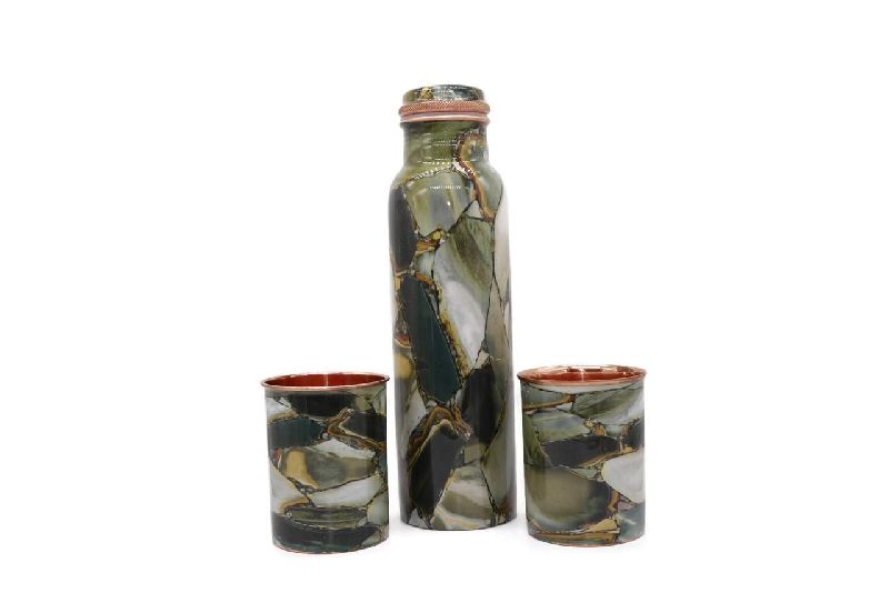 Copper Printed Bottle and Glasses Set, for Drinkware, Feature : Anti Leakage, Durable, Easy To Carry