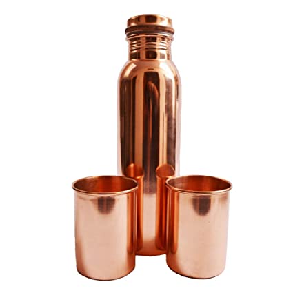 Plain Copper Bottle and Glasses Set, Size : Multisize