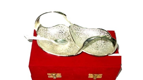Silver Plated Double Duck Bowl Set