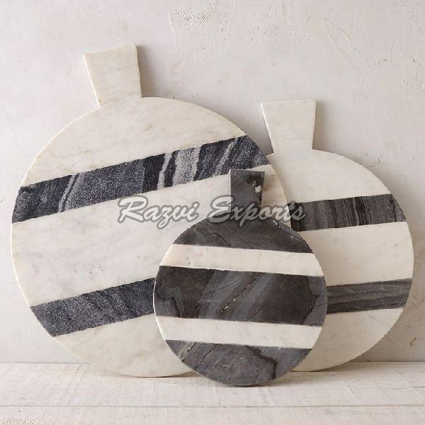 Round Marble Chopping Board, for Kitchen, Pattern : Plain