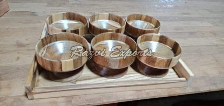 Wooden Tray and Bowl Set, Feature : Eco-friendly