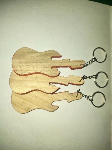 Plain Non Polsihed Guitar Wooden Key Chain, Gender : Female, Male